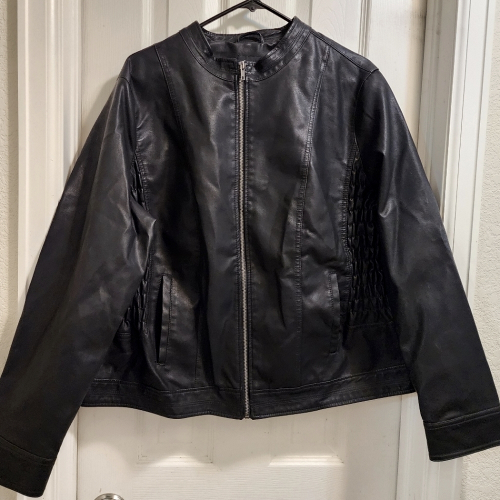 NWOT Simply Emma Faux Leather Biker Jacket